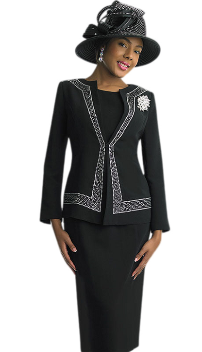 Lily And Taylor 4687-BLK Church Suit-Hat