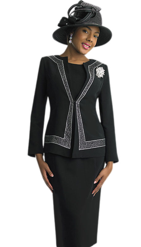 Lily And Taylor 4687-BLK Church Suit-Hat