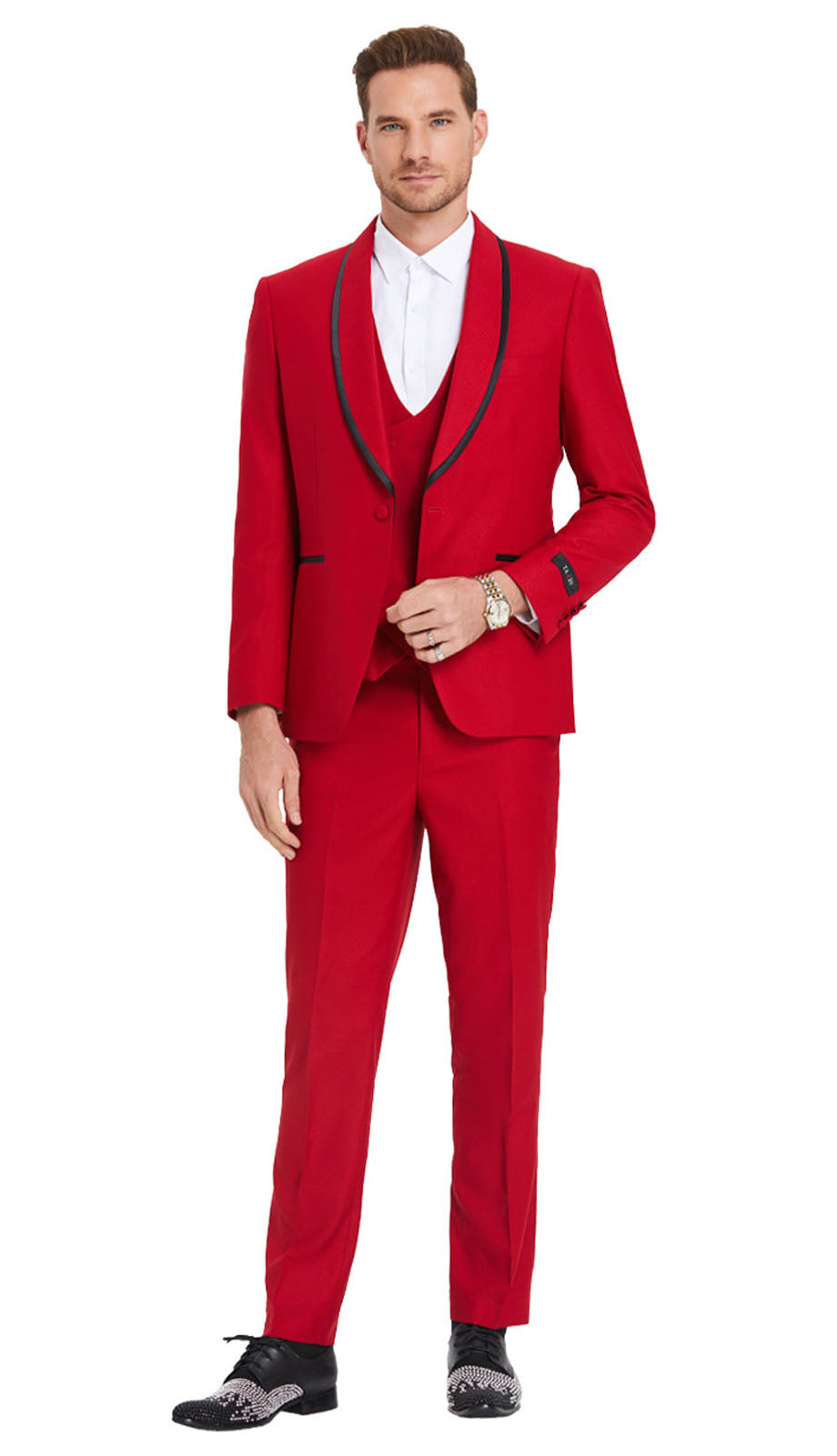 Tazzio M352SK-RED-CO Mens Tuxedo