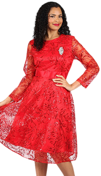 Diana Couture 8639-RED Church Dress