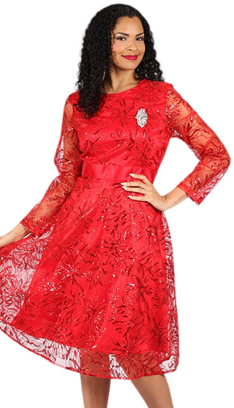 Diana Couture 8639-RED Church Dress