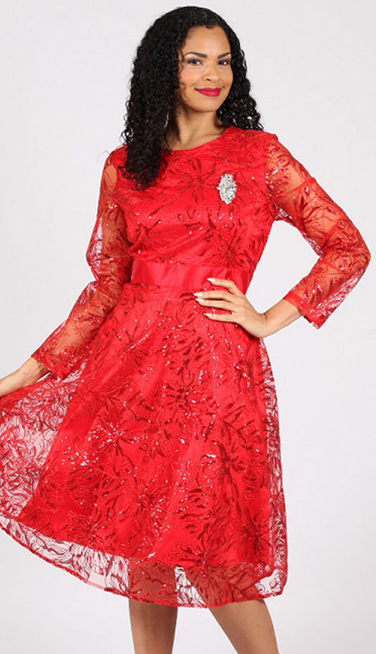 Diana Couture 8639-RED-CO Church Dress