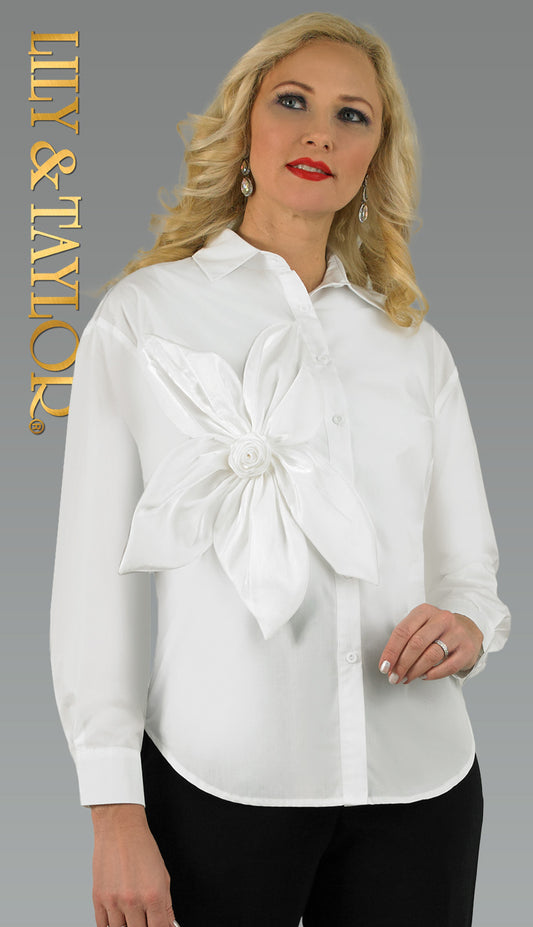 Lily and Taylor S108-WHT Blouse