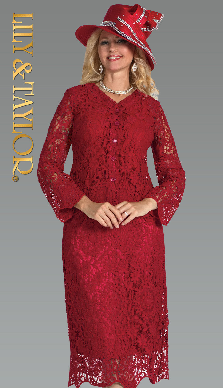 Lily And Taylor 5117-RED Church Suit