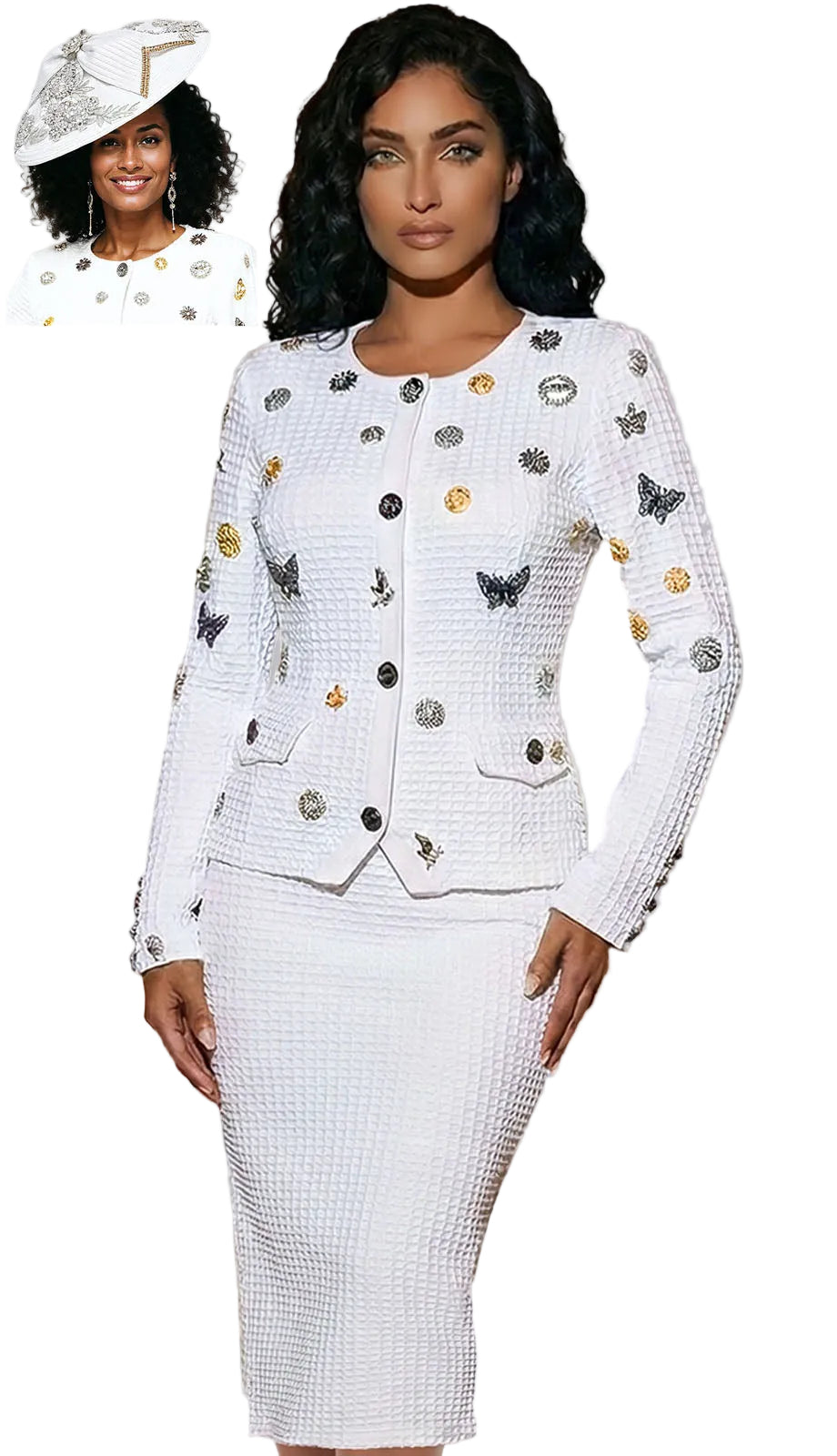Donna Vinci 13459-PWH-QS Church Suit