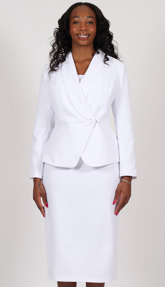 Diana Couture 9093-WHT-CO Church Suit