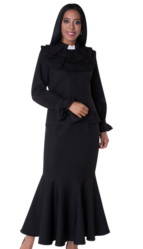 Tally Taylor 4601-BLK-IH-IM ( 2pc Skirt Set With Ruffled Collar And Mermaid Skirt )