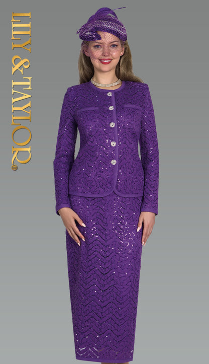 Lily And Taylor 5142-PUR Church Suit