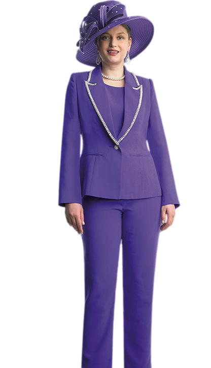 Lily And Taylor 4785-PUR Church Pant Suit