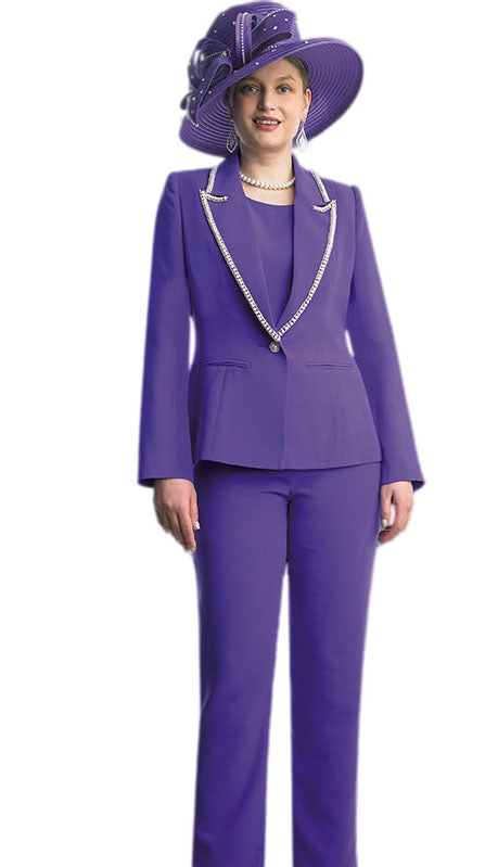 Lily And Taylor 4785-PUR Church Pant Suit