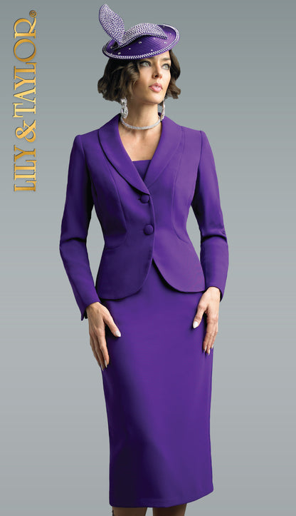 Lily And Taylor 4529-PUR-QS Church Suit