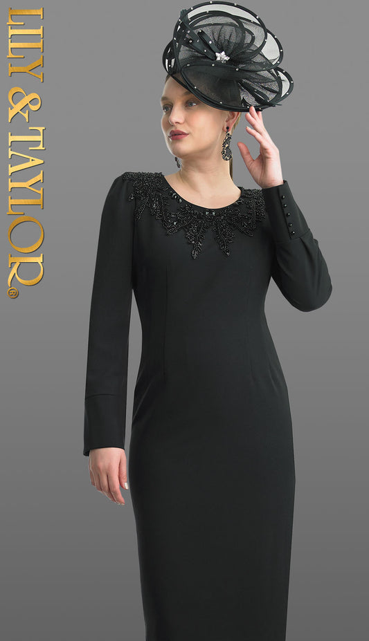 Lily and Taylor 4786-BLK Church Dress-Hat