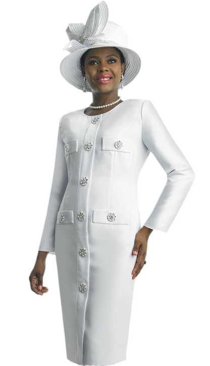 Lily and Taylor 4790-WHT Church Dress-Hat