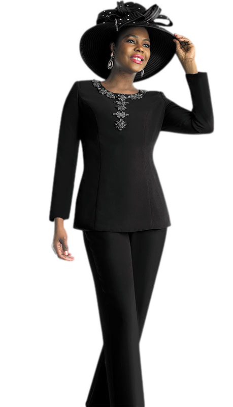 Lily And Taylor 4791-BLK Church Pant Suit-Hat