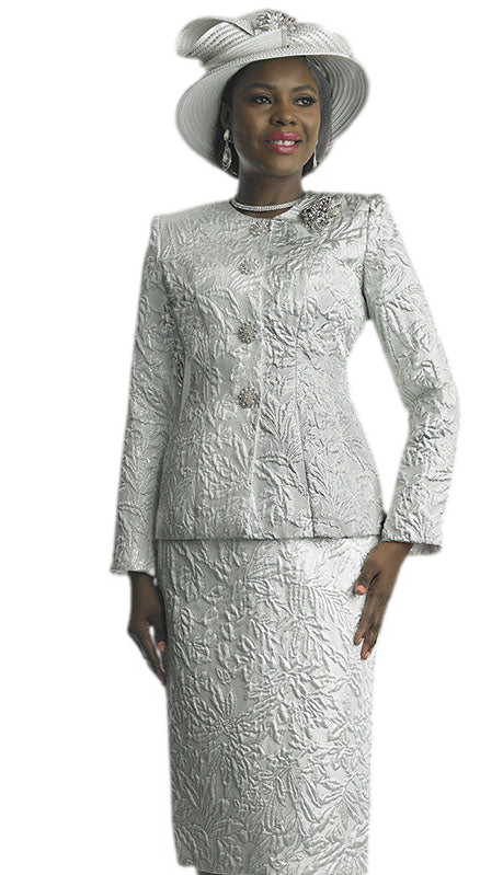 Lily And Taylor 4805-WHT-H Church Suit-Hat