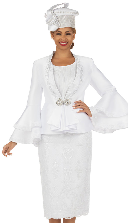 Giovanna 1212-WHT-CO Church Suit