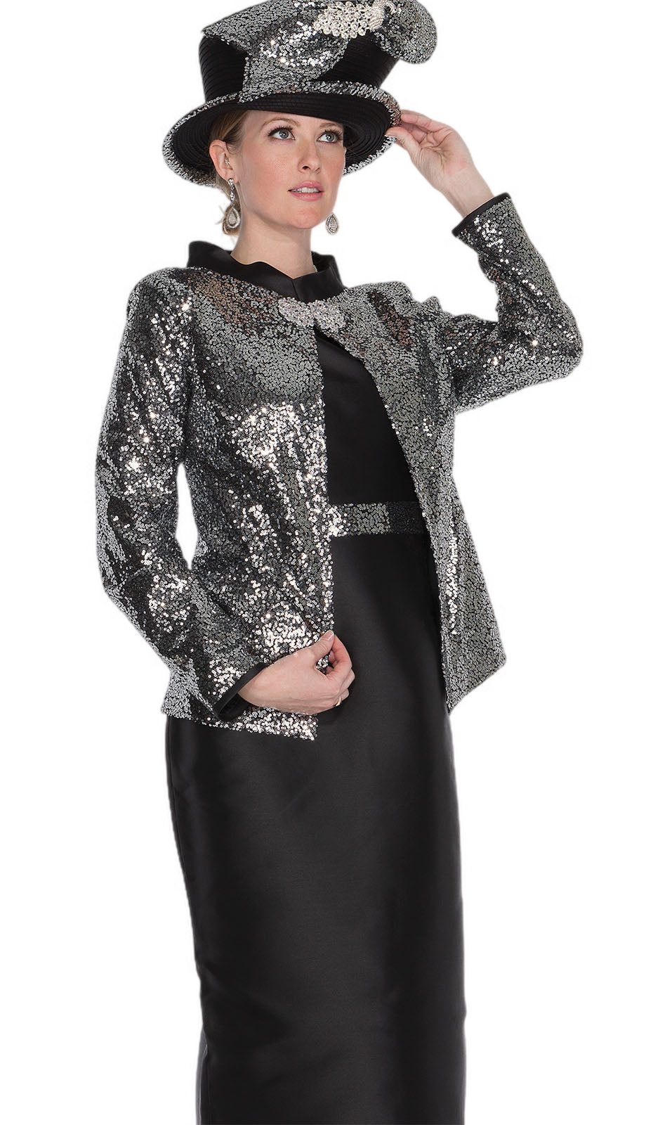 Champagne Italy 5919-SIL Church Jacket Dress for Ladies-Hat