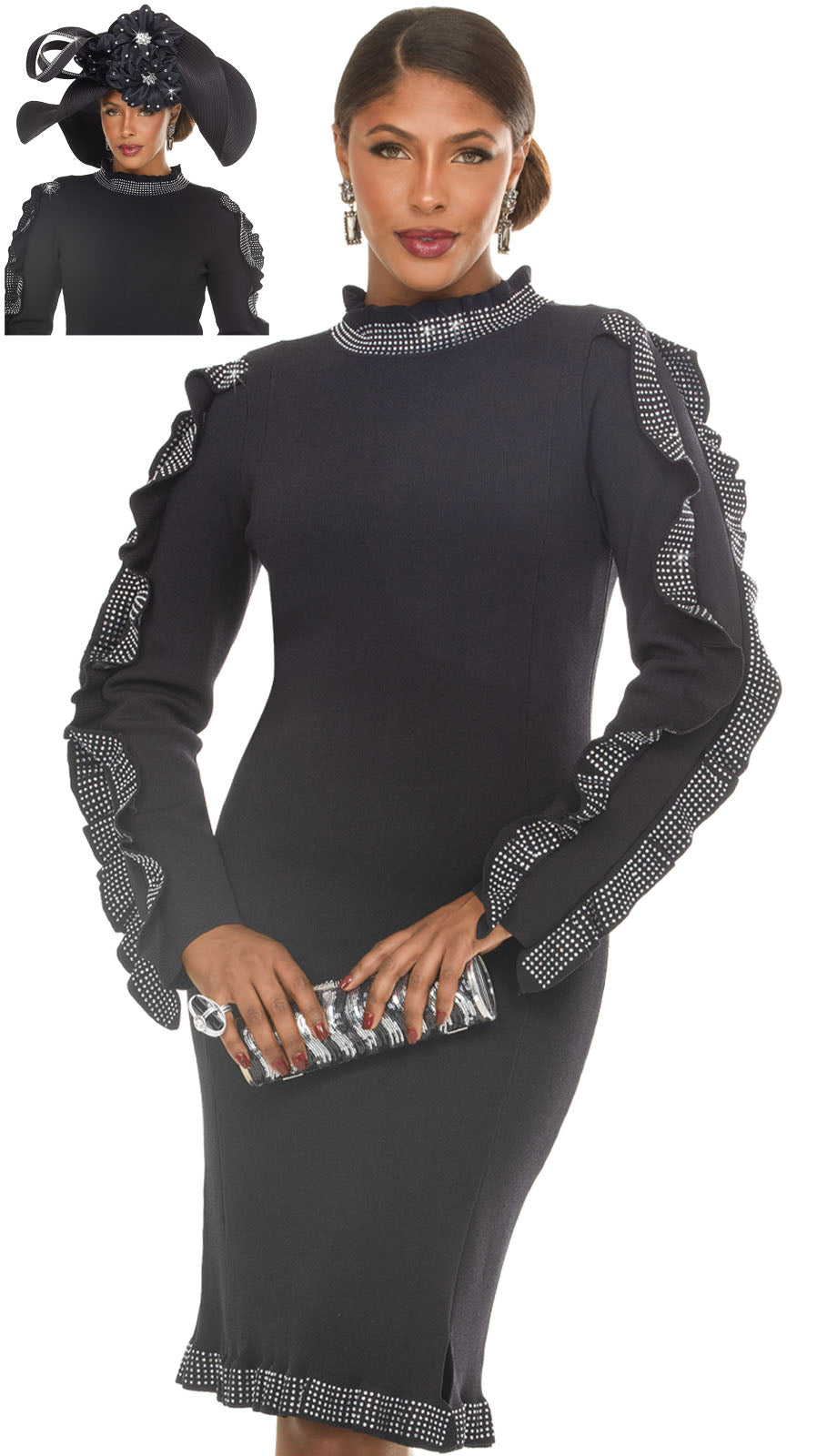 Donna Vinci 13469-BLK-QS Church Dress
