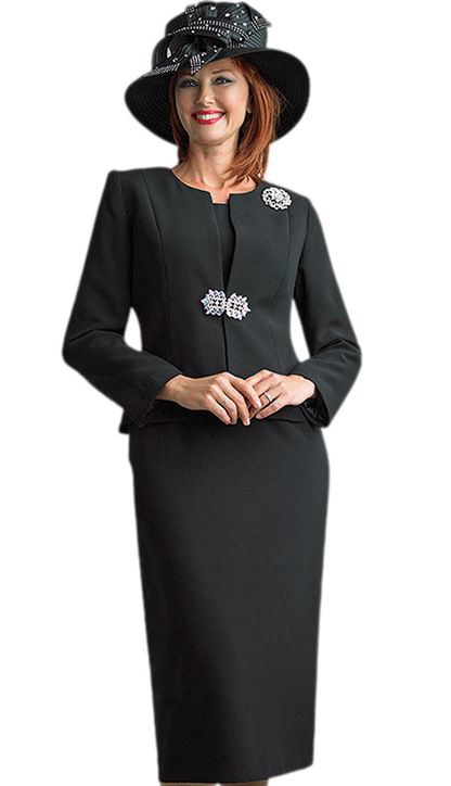 Lily And Taylor 3052-BLK Church Suit-Hat