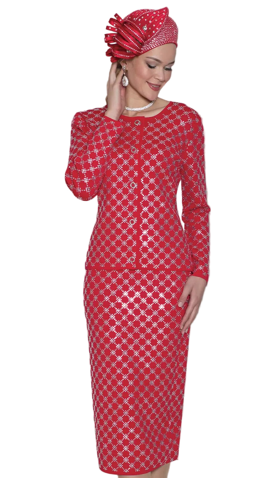Lily And Taylor 853-RED-QS Church Suit