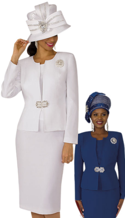 Lily And Taylor 3052-WH Church Suit - Hat