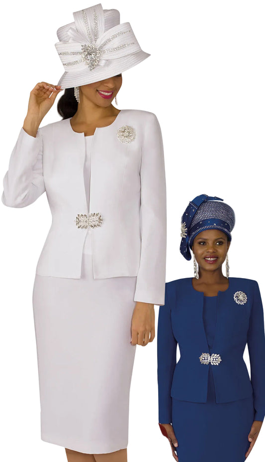 Lily And Taylor 3052-WH-QS Church Suit