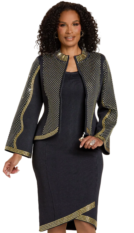 Donna Vinci 13448-BLK-QS Church Dress