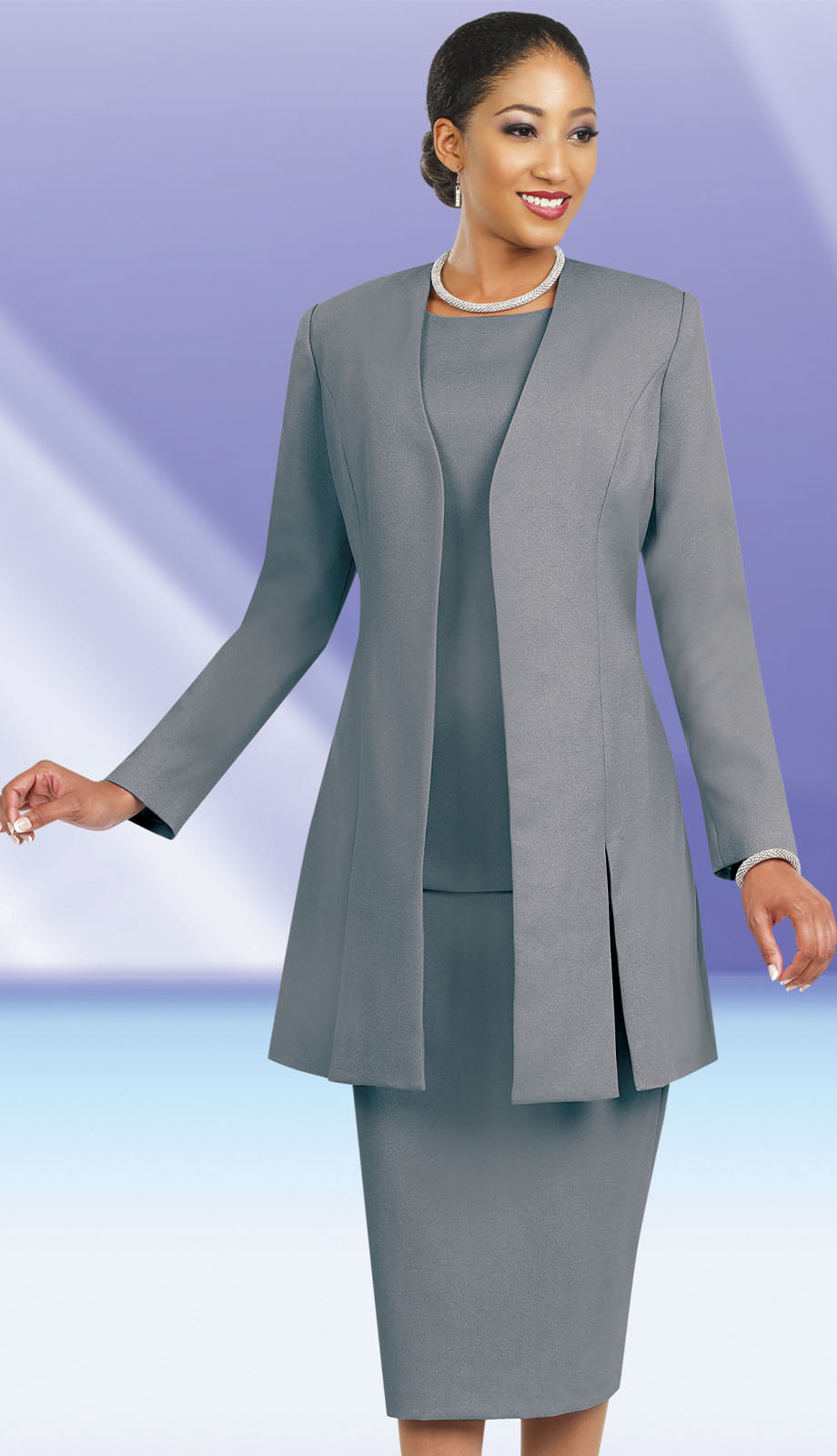 Ben Marc 2296-SIL-CO Church Suit