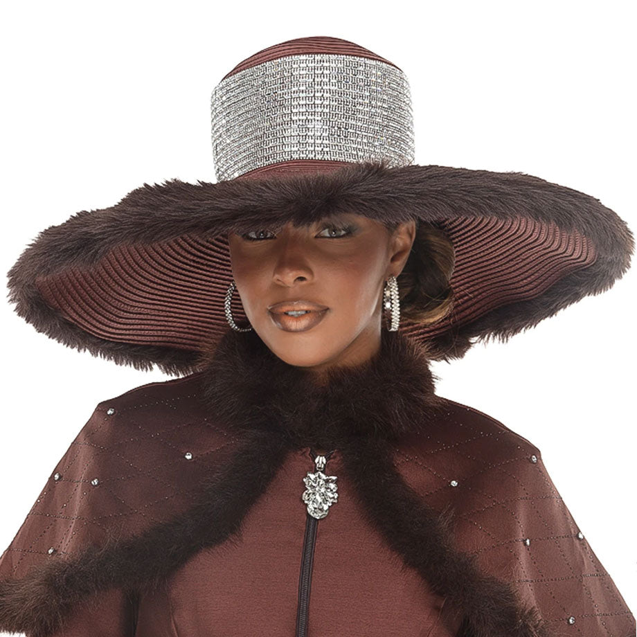Donna Vinci H12240-BRWN-QS Church Hat