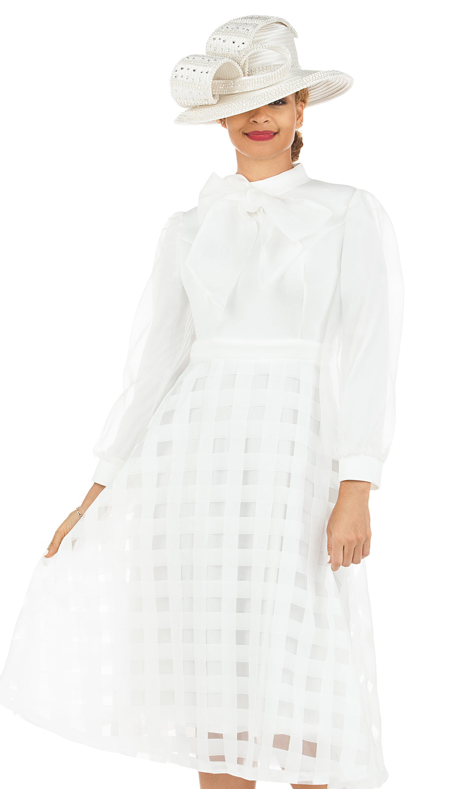 Giovanna DP2403-WHT Church Dress-Hat