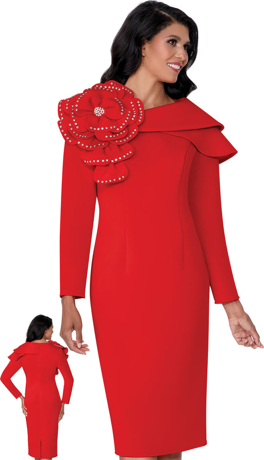 Nubiano 100451-RED-QS Womens Church Dress