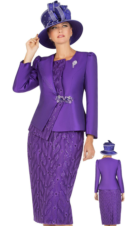 Giovanna Church Suit 1152-PUR-Hat