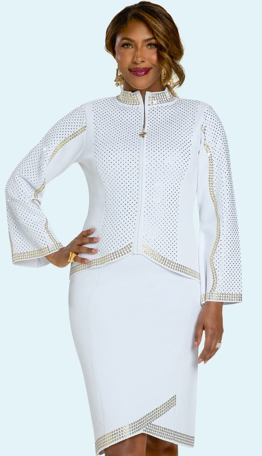 Donna Vinci 13448-WHT Church Dress