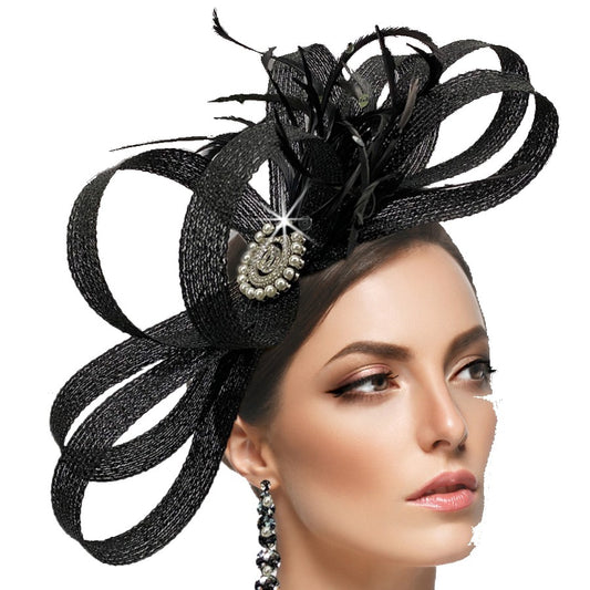 FA2745 SIMONE-BLK Church Fascinator
