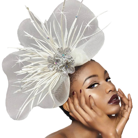 FA3033B NIGER-WH Church Fascinator