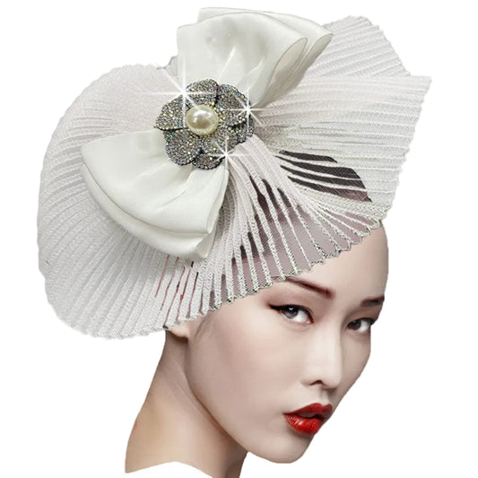 FA3087 GEISHA-WHT Church Fascinator