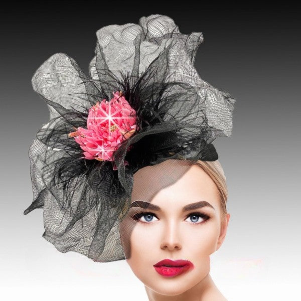 Francesca FA3137-BLK Undulating Illusion Veil Fascinator