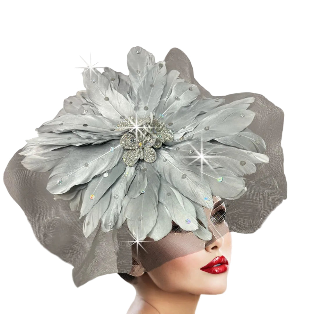 MANDARIN FA3200-SIL-Church Fascinator