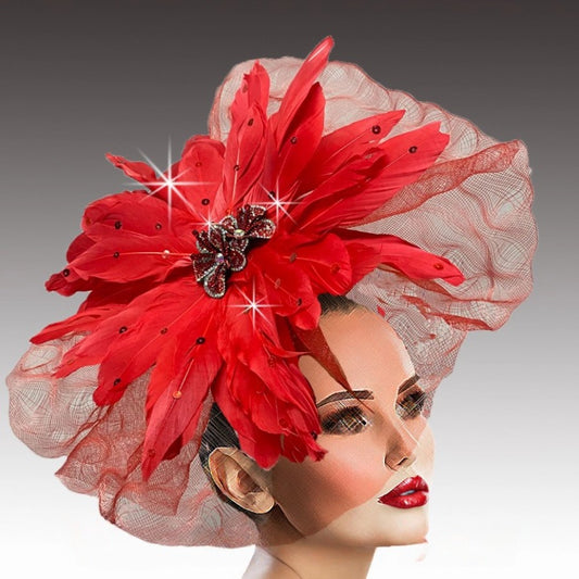 MANDARIN FA3200-RE-QS Womens Church Fascinator