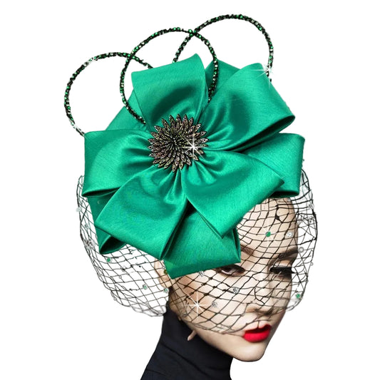 FA3394 LOURDES-EMERALD Church Fascinator