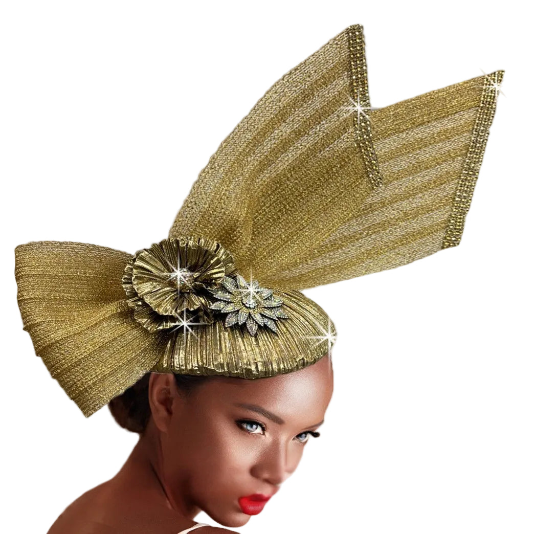 FA3398 SHAUNA-GOLD Church Fascinator