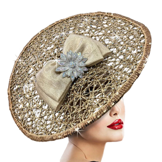 FA3400 NEBULA-GOLD Church Fascinator