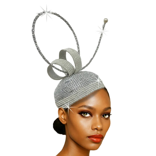 FA3460 LEONARDO-Silver Church Fascinator
