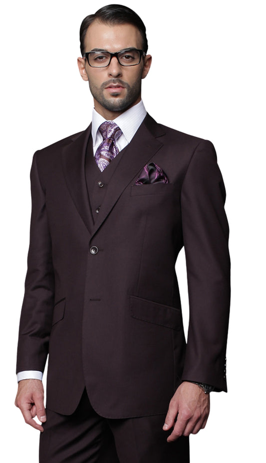 Statement Felini QO EGGPLANT-3PC Mens Suit