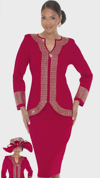Donna Vinci 13476-RED Church Suit