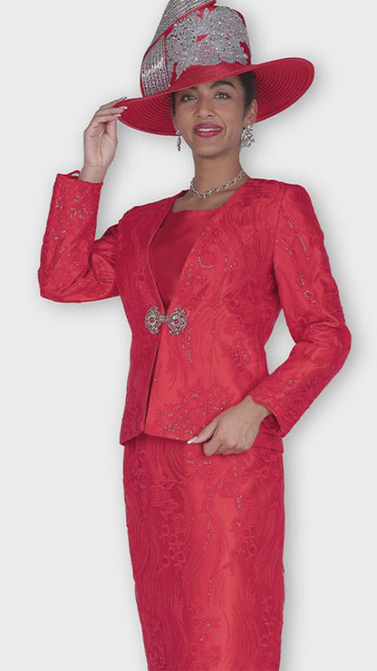 Elite Champagne 6219-RED-QS Church Suit