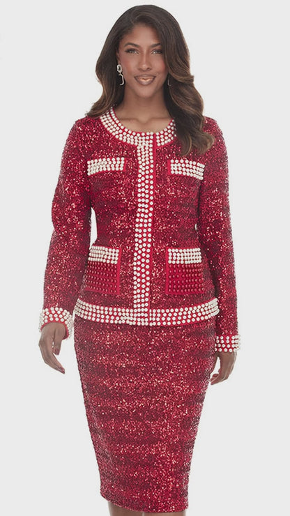 Donna Vinci 12234-RED Church Suit