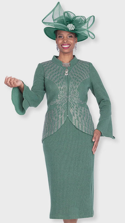 Champagne Italy Knit 5968-GRN-QS Church Suit for Women