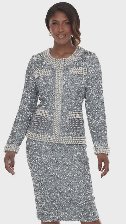 Donna Vinci 12234-SLV Church Suit