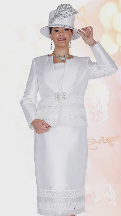 Champagne Italy 6408-WHT Church Suit